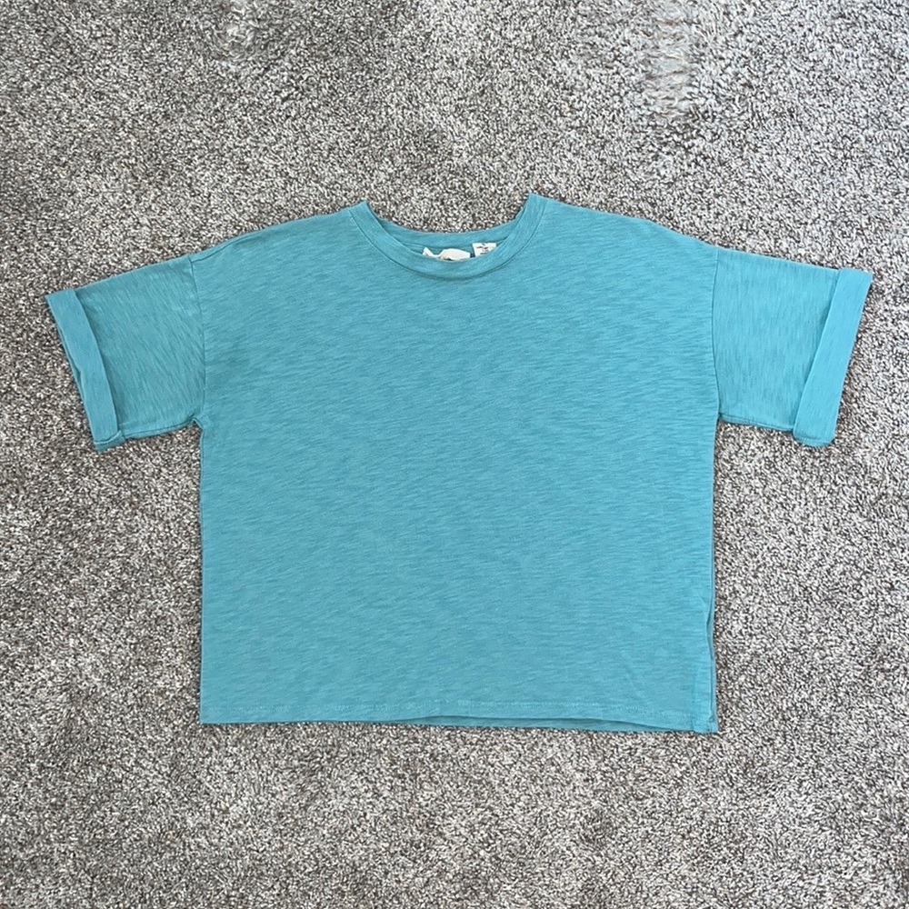 Christian Siriano Women’s Seafoam Green Semi-Cropped Quarter Sleeve Top XS